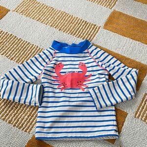 Baby Boden striped crab long sleeve rash guard swim top size 3-4Y